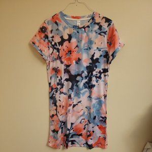 Pixie Lady  T-Shirt Dress  Tropical floral Print Pullover  Sz Medium NEW